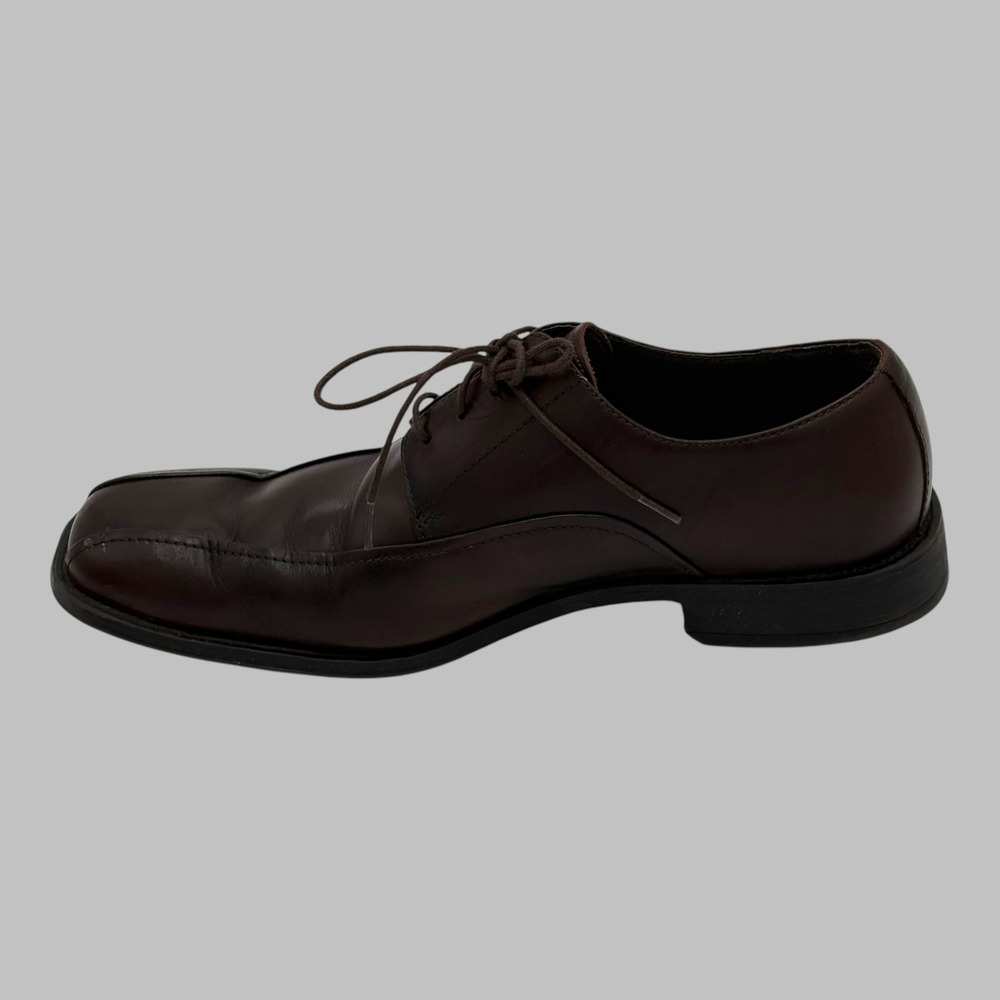 Stafford Essentials Nash Mens 8.5 M Brown Leather Square Toe Derby Dress Shoes - Picture 5 of 8